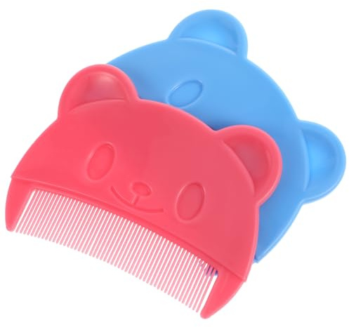 PartyKindom 2pcs Cute Bear Shaped Baby Hair Combs Fine Tooth Plastic Combs with Gentle Cradle Cap Removal and Easy to Hold Design, Portable Toddler Hair Grooming Tool for Newborn Scalp Care