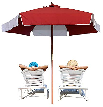 LSLYTQ Outdoor Table Market Umbrella Wooden Patio, Garden Beach And Balcony Umbrella,6 Fiberglass Umbrella Ribs,Adjustable, UV-resistant, Rain-proof,Market For Balcony, Patio, Fishing, Backyard good