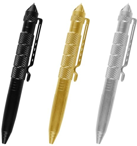 CXNXFD Taktisk kulspetspenna, 3 stycken, aluminium, i guld, grå och svart
