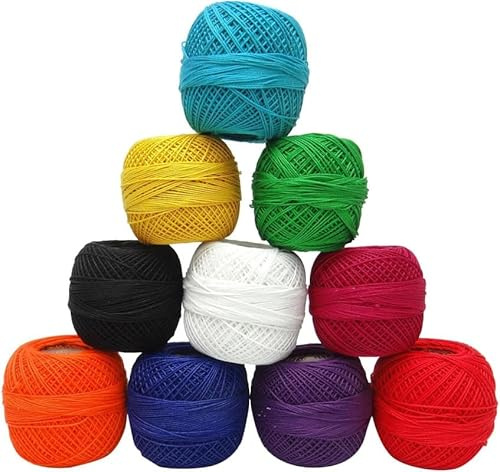 Häkelgarne, Garnknäuel, Klöppeln, Quilten, Kreuzstich, Handstickgarne, 10 Stück (mehrfarbig)