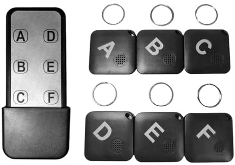 lisutupode Buscador de Llaves | Dispositivo de Sonido de Alarma de hasta 90 dB - 131 pies de Alcance inalámbrico buscador de artículos con transmisor y 6 receptores | para teléfono de Ancianos, Bolso
