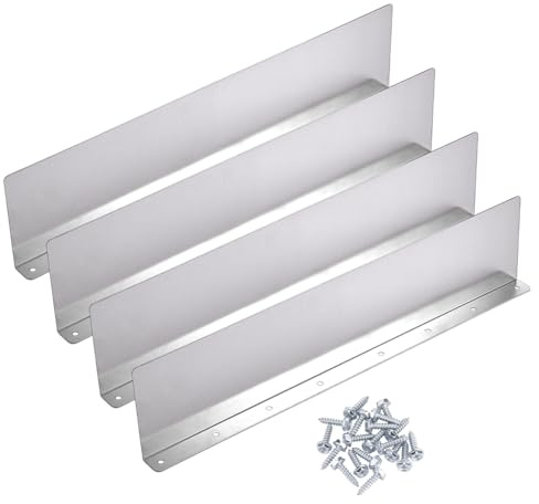 AHANDMAKER 4 paraspruzzi per grondaie, in alluminio, platino, per grondaie, protezione per la casa, 15,7 x 3,5 pollici