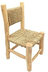 ZocoChic Silla Infantil de Madera Natural con Asiento Tejido en Cuerda, Diseño Artesanal, 44x22x22 cm