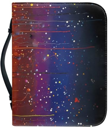 Bibel Hülle Tasche Blau Lila Große Pu-Leder Buchhülle Für Damen Und Herren, Vielseitige Buchschutz Mit Griff, Reißverschluss, Taschen Und Stiftfächern 25.9x4.6cm