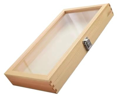 ROMISBABA Boîte D'exposition pour Spécimens en Bois Couvercle Transparent, Taille Moyenne, Design Vintage, Boîte à Ombres Anti-poussière pour Collection et Décoration Intérieure, Vitrine