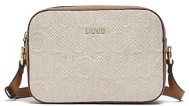 Liu Jo Borsa a Tracolla Manhattan M in Iuta, Naturale, 23x16x8 cm, Cotone e Lino, Stile Casual Sportivo