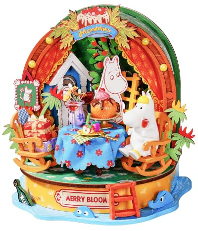 Rolife Maison Miniature DIY Snorkmaiden's Garden Party Book Nook 3D Puzzle | Puzzle bois 3D Moomin officiel 105 pièces. Clipsable sans colle. Déco & cadeau pour adultes