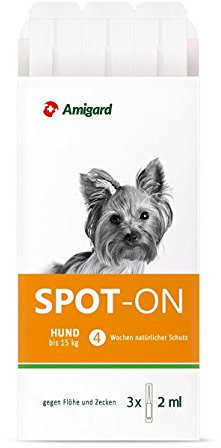 Amigard Spot-On 3er Pack für kleine Hunde, gegen Zecken und Flöhe, 1 Monat Schutz, pflanzliche Wirkstoffe, ohne Parfüm und Konservierungsmittel, vegan