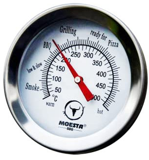 MOESTA-BBQ 10185 Zeigertherometer Ersatz für PizzaRing, PizzaCover oder UDS – aus Bimetall – bis 500 °C Anzeige