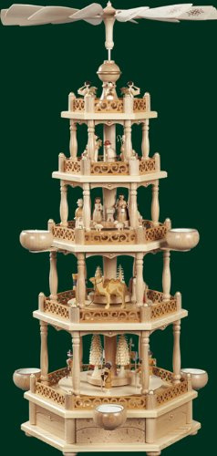 Rudolphs Schatzkiste Table Pyramid Nativity Scene of Tea Lights Pyramid 4 Floor 74cm ore Mountains New