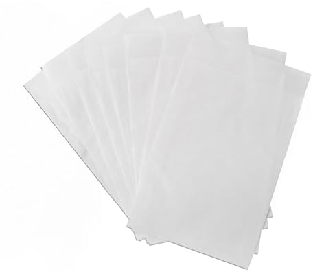 Kleine Flachbeutel Papier, 100 Stück: Papiertüten Weiß, Tüten Mini, Geschenktüte für Samen, Süßigkeiten & Gastgeschenke, Papierbeutel zum Befüllen, Samentütchen, Papiertütchen Lasche Flach, 4,5 x 6 cm