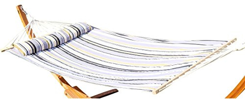 ALEOS. Design Hängematte 120x200cm gefüttert mit Kopfkissen GRAU gestreift aus Baumwolle