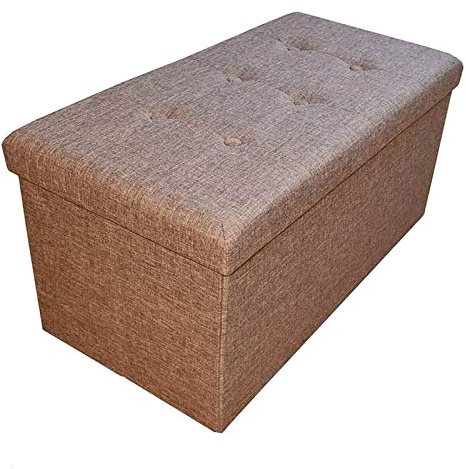 Style home Sitzbank Sitzhocker mit Stauraum, Faltbare Fußablage Sitztruhe Aufbewahrungsbox, belastbar bis 300kg, aus Leinen, 76 * 38 * 38 cm, 2676-12 (Braun)