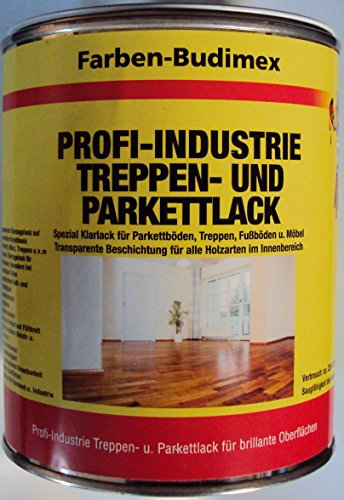 Farben-Budimex Profi-Industrie Treppen- u. Parkettlack/farblos/seidenglanz / 750 ml/transparenter Überzugslack auf Polyurethan-Acrylatbasis/v. Fachhandel