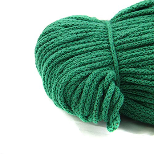 nts Nähtechnik 100m Baumwollkordel / 4mm breites Seil aus Baumwolle mit Polyester Kern/Deko Schnur (grün, 4)