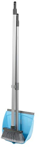 Long Handled Dustpan and Soft Brush Set Sweep Easy Clean Scoop Set 4 Colours (Blue)