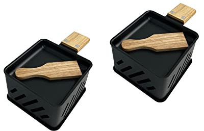 WEB2O Raclette à la bougie - Lot de 2 Poelons individuels + 2 Spatules Bois