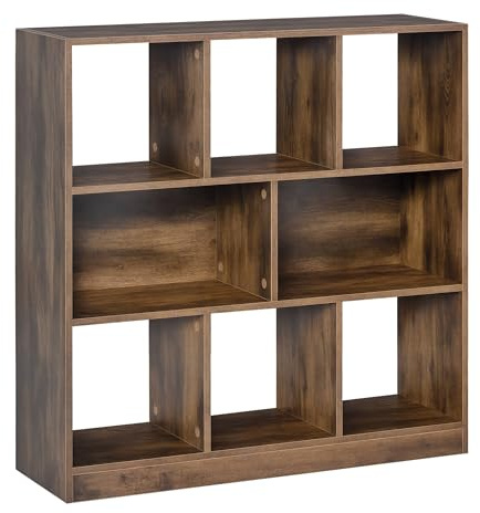 HOMCOM 3-Tier Bookcase, Storage Shelf Unit with Open Compartments, for Living Room, Bedroom, Office, Divider, 97.5 x 30 x 100 cm, Rustic Brown