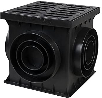MCH Hofablauf Einlaufschacht Hofschacht Hofsinkkasten Klasse A15-1,5T -B125,12,5T 250x250x250mm (Schwarz mit Gußeisenrost)