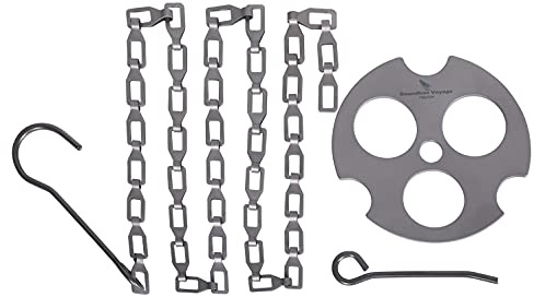 iBasingo 78cm Titanium Hanging Chain with Hooks Fixed-loop for Hanging Pot Cup Grill Heavy Duty Adjustable Camping Kitchen Accessory Outdoor Indoor Garden Tools Ti9012O