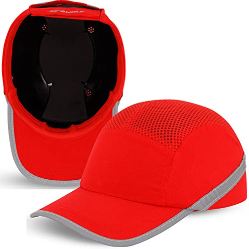BWOLF TRIVOR Caschetto Antinfortunistico Cappello di Protezione Berretto da Lavoro Casco da Lavoro con Calotta in ABS EN 812 e Strisce Riflettenti, rosso