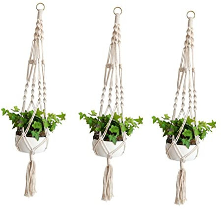 3 Pz Fioriere Sospese Per Piante Ragno Cesto Di Macramè Per Vasi Di Fiori Ganci Per Cestini Appesi Porta Piante Da Appendere Al Coperto Fiore Home Decor Grucce Clorofito Soffitto