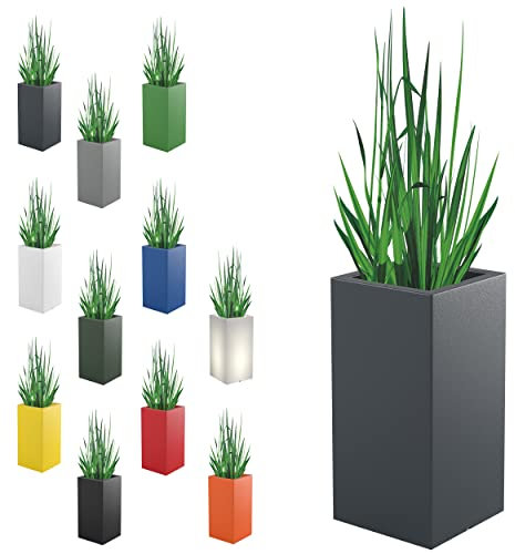Monumo®️ Towerpot Blumentopf Groß mit Innenkasten wetterfest geeignet für Haus Büro Garten Patio Hotel Restaurant Balkon und Terrasse moderner Gartentopf (35 cm x 35 cm x 70 cm, Anthrazit)