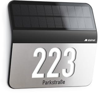 Steinel Solarleuchte My XSolar LH-N anthrazit, beleuchtete Hausnummer, gestanzte Ziffern und Gravur individuell wählbar