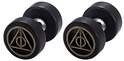 Cupimatch Ohrstecker Herren Ohrringe 3 Paar Holz Earrings Klassische Vintage Hölzerne Unisex Runde Titan-Ohrringe Set Lebensbaum Hantel Ohrringe für Männer Frauen
