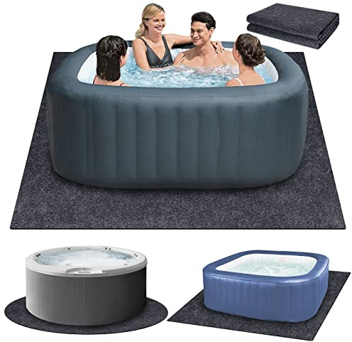 Aufblasbare Whirlpool-Matte für den Innen- und Außenbereich, wasserdicht, rutschfeste Unterseite, saugfähiger Bodenschutz für Whirlpool, 203,2 x 203,2 cm