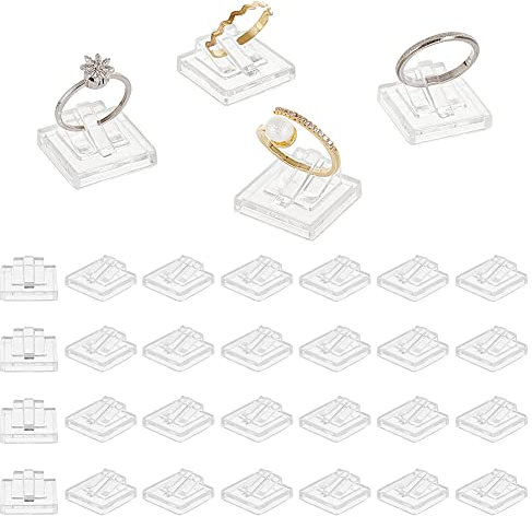 AHANDMAKER 30 soportes acrílicos para exhibición de anillos, bloque de exhibición de anillos transparentes para vender joyas, espectáculos de fotos, cuadrado