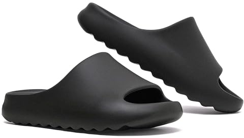 Jesindr Ciabatte Uomo Donna Estive Mare Pantofole Cozy Slides Casa Foam Slide Piscina Scarpe Nuvola Slippers Gomma Sliders Estivi Sandali, Nero, 42 EU