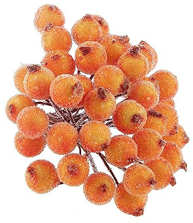Garneck Kleiner Weihnachtsbeeren Stechpalmen Künstliche Blumendekoration 200 Stück Orange Mattiertes Design für Weihnachtsbaum Girlanden Hochzeitsauto Basteln