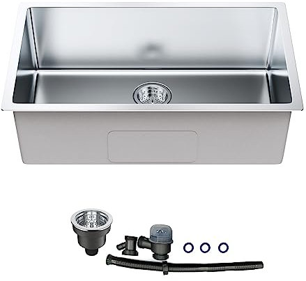 VEVOR Kitchen Sink, 304 Stainless Steel Drop-In Sinks, Undermount Single Bowl Basin with Accessories(Pack of 3), Household Dishwasher Sinks for Workstation, RV, Prep Kitchen, and Bar Sink, 30 inch