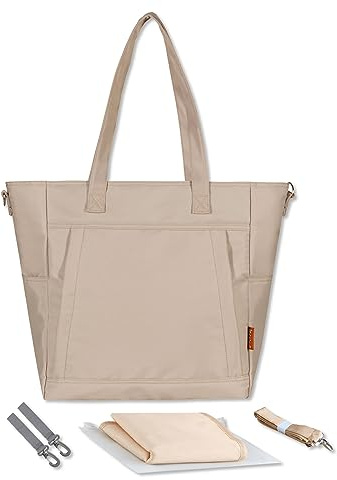 SONARIN Wasserdichte Große Kapazität Baby Wickeltasche,Tragbare Reise Wickeltasche Umhängetasche Tragetasche Henkeltaschen Babytasche mit Kinderwagen Haken & Wickelunterlage