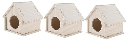 POPETPOP 3pièces Maison Bois pour Rongeurs Refuge Pratique pour Hamsters Et Chinchillas Accessoires De Cage Confortables Et Naturels pour Détente Et Jeu