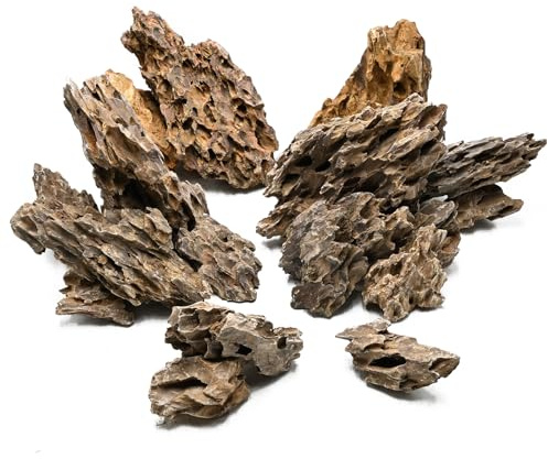 Unocho Pierres d’Aquarium Dragon Stone 4,5kg Roches décoratives pour aquascaping Aquarium Poissons aménagement Paysage décoration modèle paludarium Habitat amphibien(5-15cm)