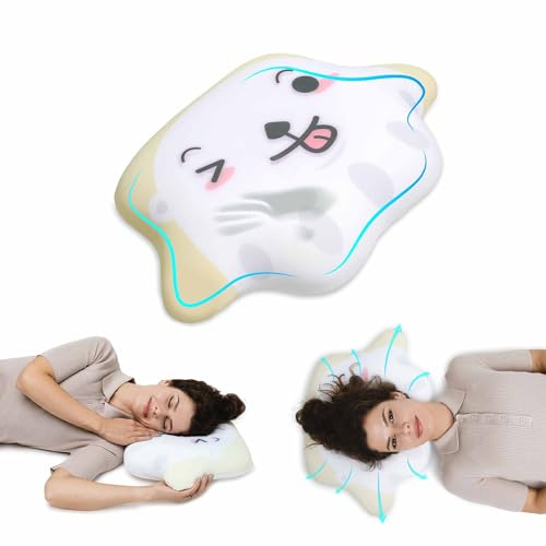 Ergonomisch Kinderkissen 8 cm Höhe mit Anime Kissenbezug | Premium Memory Foam Kinder Kopfkissen | Nackenkissen für Kinder und Kleinkinder | Thermoregulierender bezug 56 x 35 x 8 cm