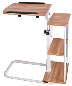 Laptop-Betttisch, Tragbar, Schoßschreibtisch, Notebook-Ständer, Lesehalter, Mobiler Sitz-Steh, Höhenverstellbar, Aufbewahrung Über Dem Bett, Sofa, Rollwagen, Seitliches Tablett Mit Rädern (Braun)