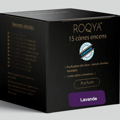 ROQYA - ENCENS CÔNES CORANISÉS – Contre DJINNS – Purification DE LA Maison - Djinn Amoureux (Lavande)