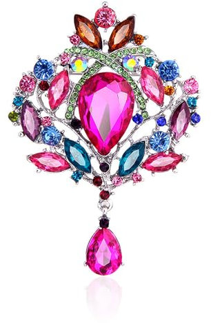 NyxSeat 1 Stück Damenbrosche, Glänzende Kristallbrosche, Kreative Retro-Brosche, Bunte Simulationsbrosche, Damen-Brosche aus Legierung, Geeignet für Partys, Bankette