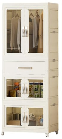 Tragbarer Kleiderschrank-Aufbewahrungs-Organizer, Mobile Aufbewahrungsbox mit Rollen, Faltbare große Kunststoffschrank-Aufbewahrungseinheiten für Kleidungsstücke, Spielzeug