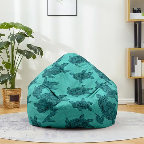 Mateju Sitzsack, Gemütlich Sitzsack Kinder, Quallen mit Mustern Sitzsack Erwachsene Oder als Gaming Bean Bag, Garten Relaxo Sitzsack Geeignet für Lnnen Oder Balkon zum Liegen (Schildkröte,XL)