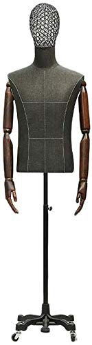 CCYENG Schaufensterpuppe, Schneiderpuppe, Torso, Torso, Schneiderbüste, männliche Schaufensterpuppe, Displaybüste, universelle Rollenbasis für die Bekleidungs- und Sch