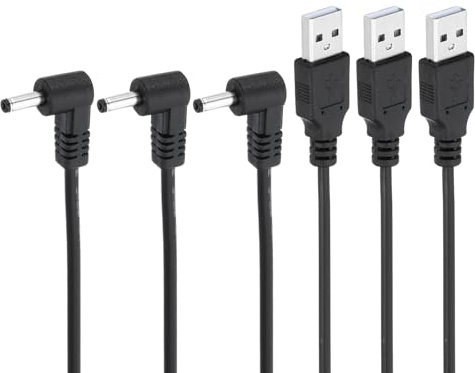 PATIKIL 3pz Cavo Alimentazion 3ft Usb 2.0 Tipo A A Dc 3,5x1,35 mm Nero | Angolo 90 Gradi, Cavo Ricarica, Jack Barile, per Connettore Adattatore, per Ventole Lampada Altoparlante