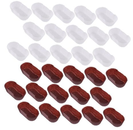Cabilock 2000 Stück Gebürstete Kuchenform Kuchenverpackung Kuchenbehälter Dessertformen Papier Backförmchen Muffinförmchen Dessert Pappbecher Ovale Cupcake Einlage Ovaler Kuchen