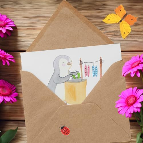 Mr. & Mrs. Panda Glückwunschkarte Pinguin Kerzenziehen - Geschenk, Klappkarte, faltkarte, anlasskarte, doppelkarte, Grußkarte, Deko Basteln, Kerzen Ziehen. DIY