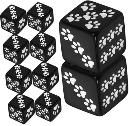 FOYTOKI 10stücke Schwarze Resin Würfel Mit Cartoon Bärentatzen-Muster Spielwürfel Leicht Und Robust Als Spiel Requisite Für Brettspiele Und Lernzwecke