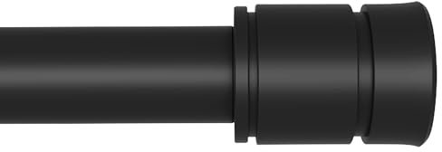 Matte Black Curtain Poles, Extendable Tension Pole 70cm-228cm for Window, Extra Long Curtain Rod with Brackets, Heavy Duty Drapery Rod for Living Room