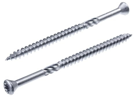 SECCARO Tornillo de terrazas de acero inoxidable C1, cabeza decorativa, 4,5 x 80 mm, tornillo para madera con punta de corte y muesca de corte, 100 unidades
